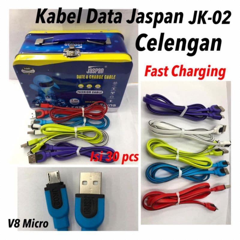 Kabel Data Jaspan JK-02 Micro/V8 Celengan Support Fast Charging