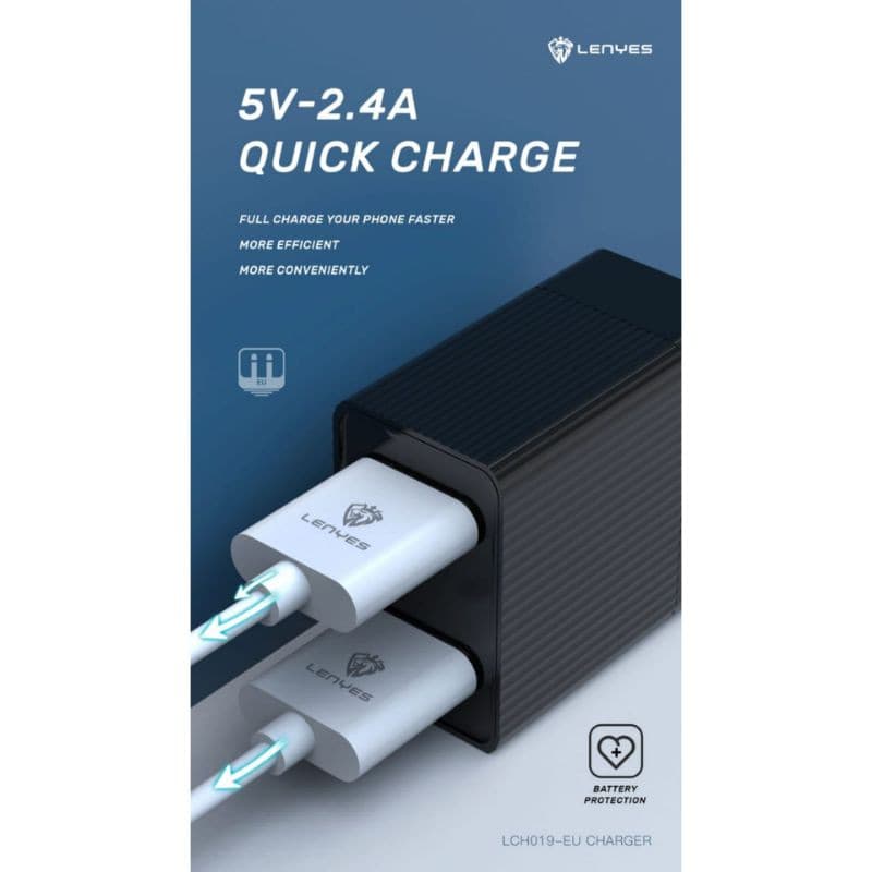 Charger Lenyes 2USB 2.4A LCH-019 micro/V8