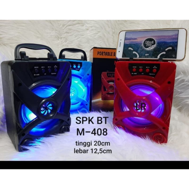 Speaker Bluetooth M408 LED Standing HP Portable Wireless Speaker