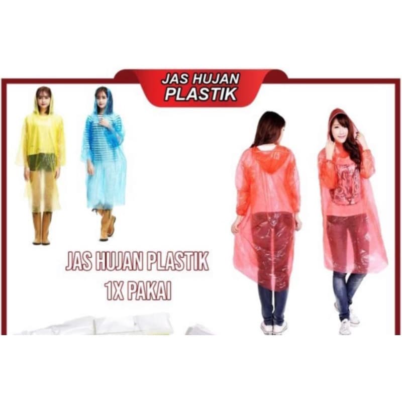 Jas Hujan Plastik Ponco Plastik Poncho Sekali Pakai Murah