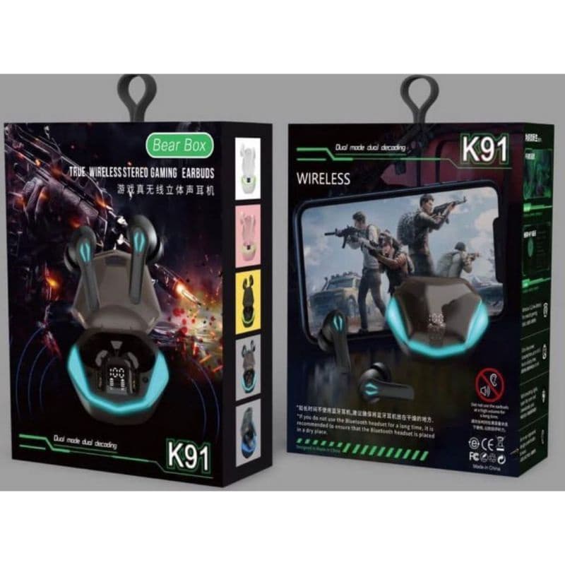 Headset Handsfree Bluetooth TWS K-91 Wireless Gaming Earbuds K91