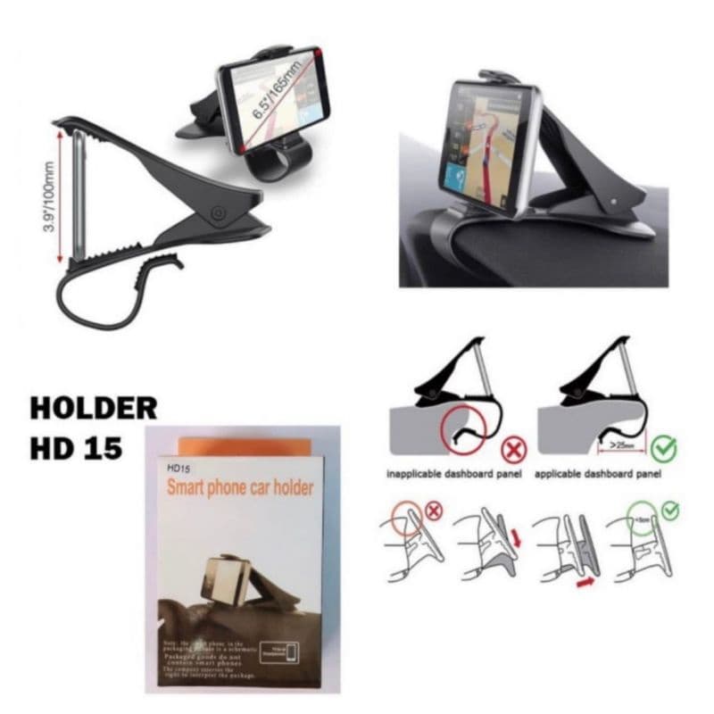 Car Holder Jepit / Dashboard Holder Hp GPS Mobil HD-15 Holder HD15