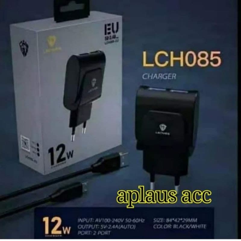 Charger Lenyes LCH-085 Original Micro/V8 2USB 2.4A 12W Real Capacity