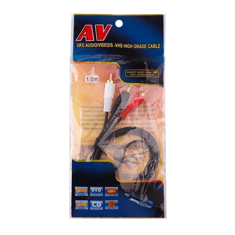 Kabel audio 2 in 1 Jack 3.5mm to Rca 2 audio 1 Meter & 1.5meter