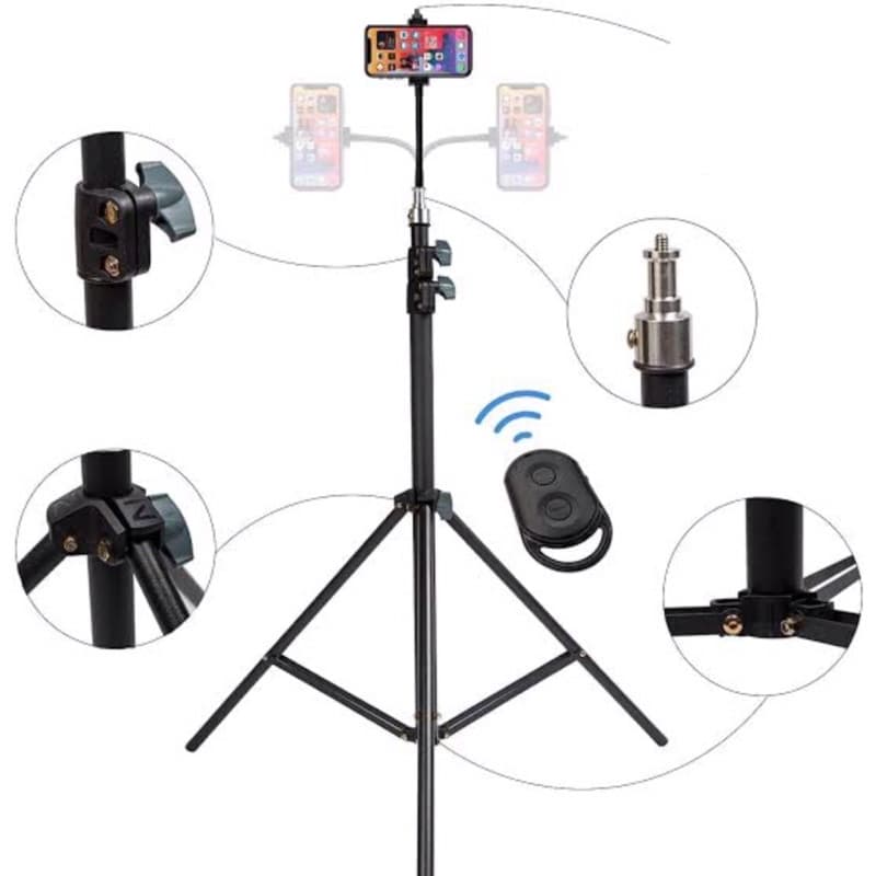 Paket Komplit Tripod 2,1 Meter Besi + Remote Bluetooth Buat Selfie