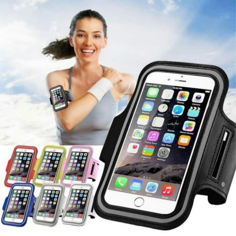 Tas Jogging Lengan Tas Lari HP Running Sport Arm Band Case GYM Black