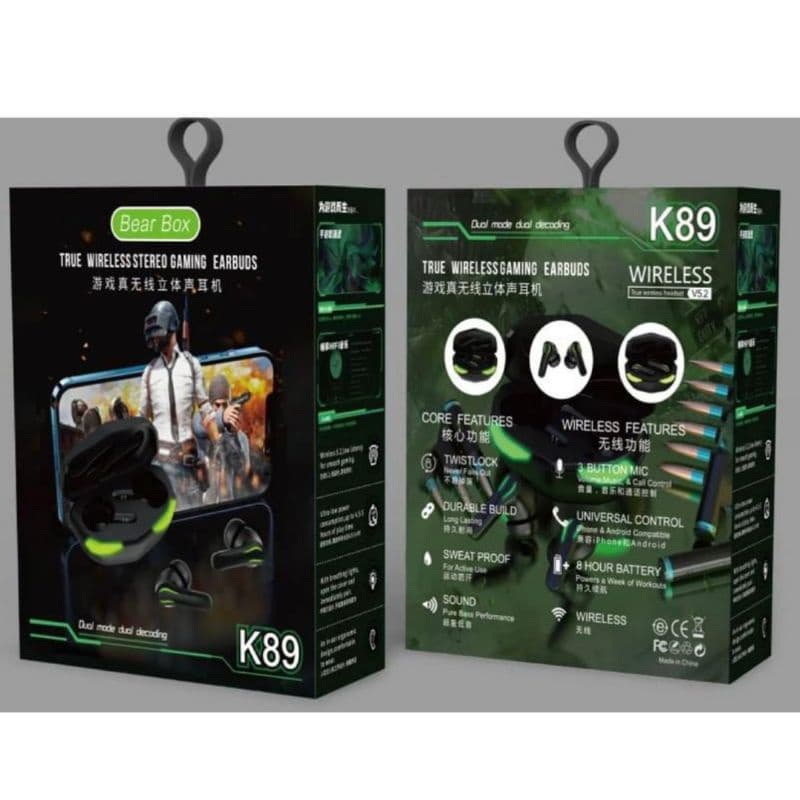 Headset Handsfree Bluetooth TWS K-89 Wireless Gaming Earbuds   K89