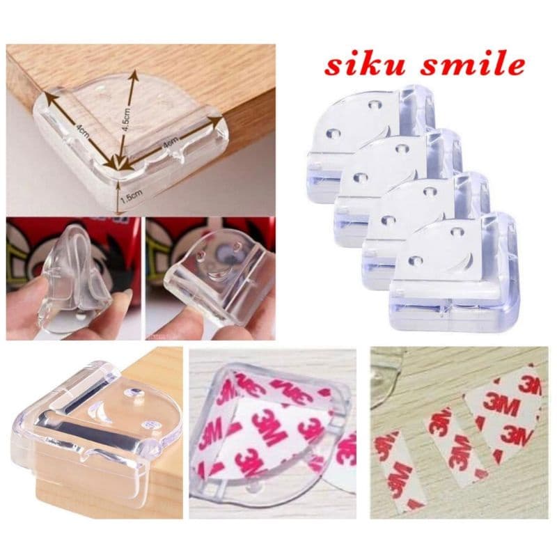Pelindung Pengaman Siku Sudut Meja silikon Transparan bentuk Smile