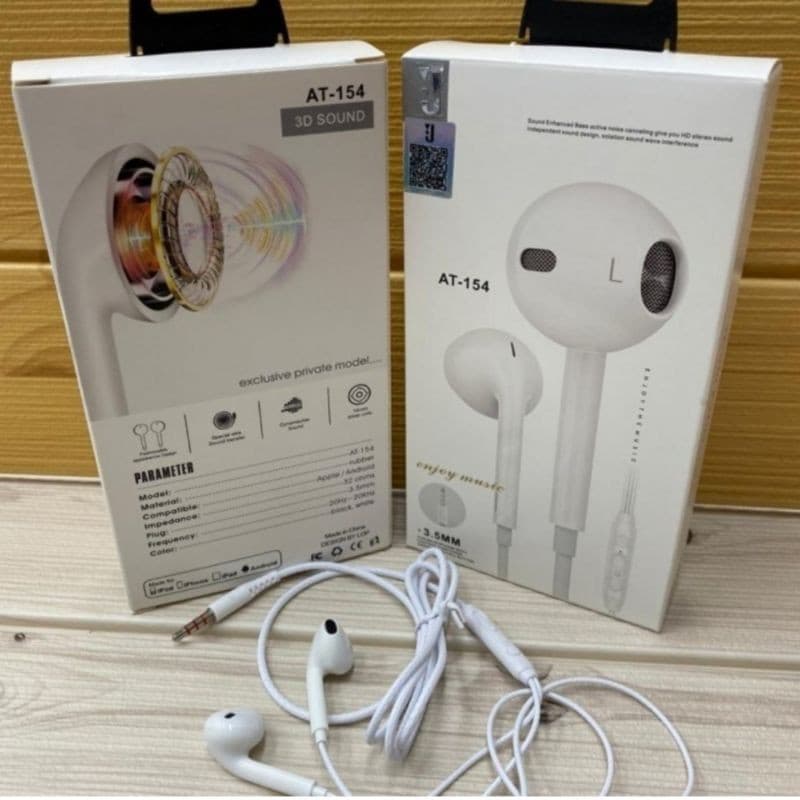 Handsfree Headset AT-154 Colokan 3.5MM Non Karet Earphone Extra Bass