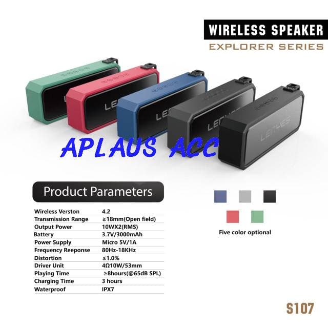 SPEAKER BLUETOOTH LENYES GENERASI KE-3 S107 (waterprof)