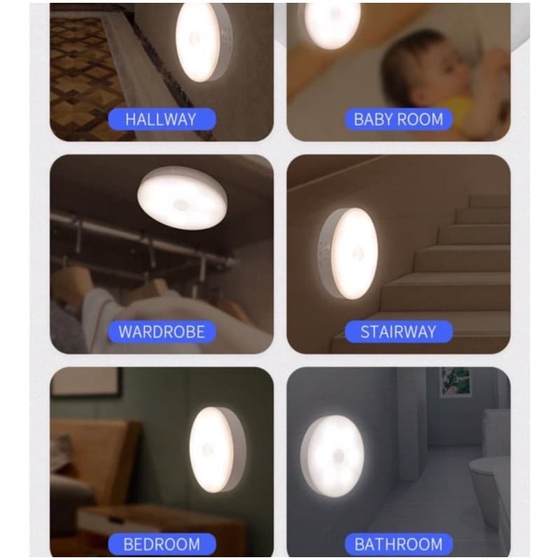 Lampu LED Sensor Gerak Tempel & Gantung Nyala Otomatis Cas Ulang