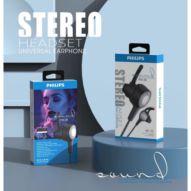 Handsfree Headset Earphone Philips PM-28 Plus Mic Stereo Suara Bagus