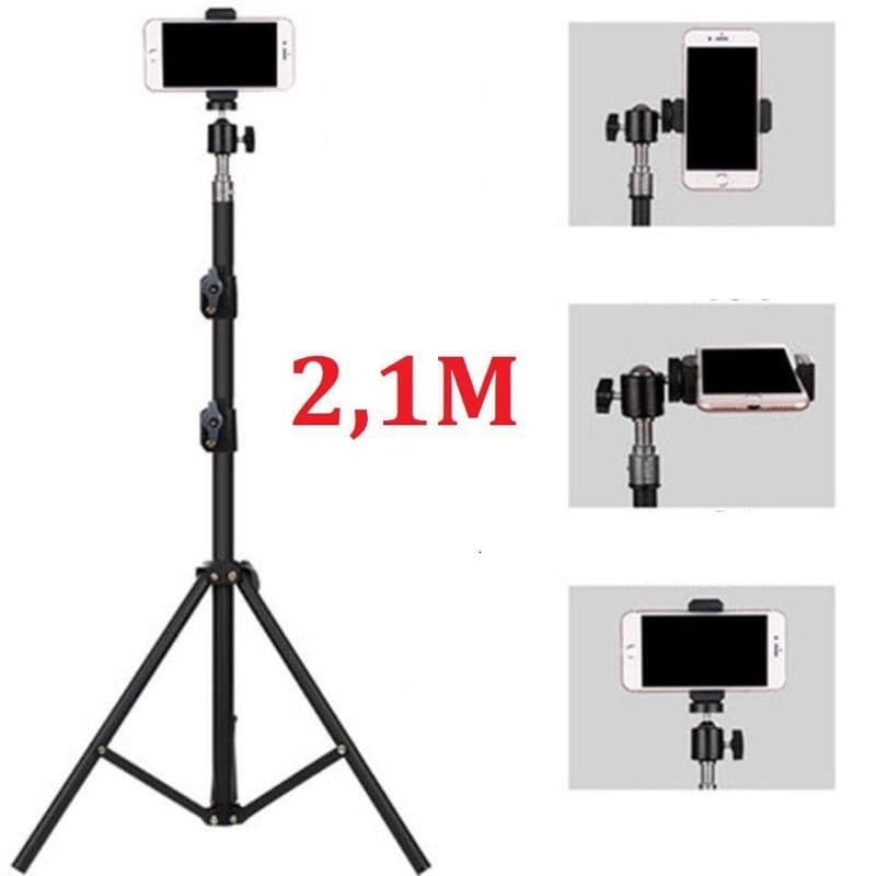 Paket Komplit Tripod 2,1 Meter Bluetooth + Holder + Miniball + Remote Selfie Sepuasnya