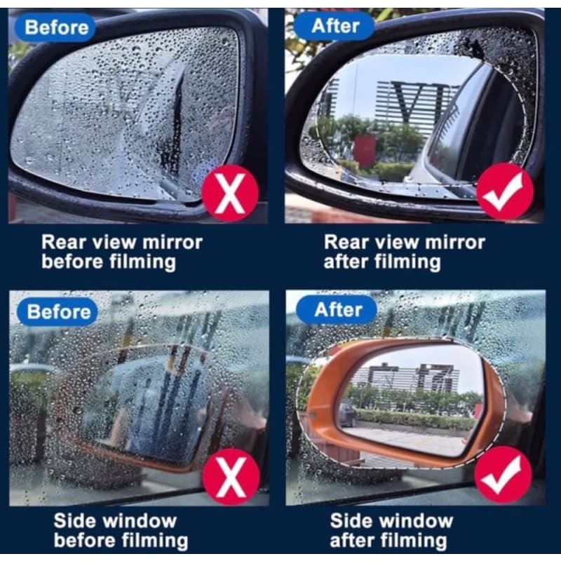 Sticker Anti Fog Spion Mobil Anti Embun / Air isi 2 pcs Bentuk Oval