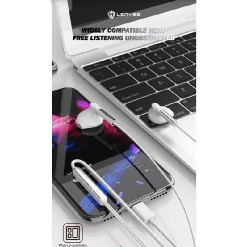 Handsfree LENYES LF67 Konektor Type C + Free Kotak Earphone