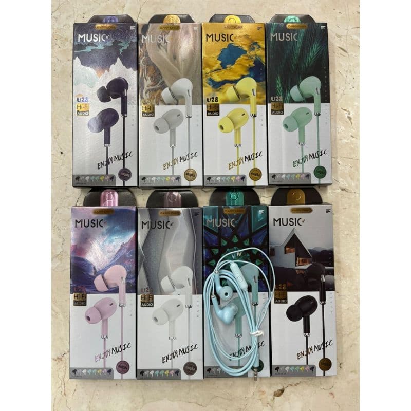 Handsfree Headset Macaron + Mic U28 Stereo Bass Earphone Music