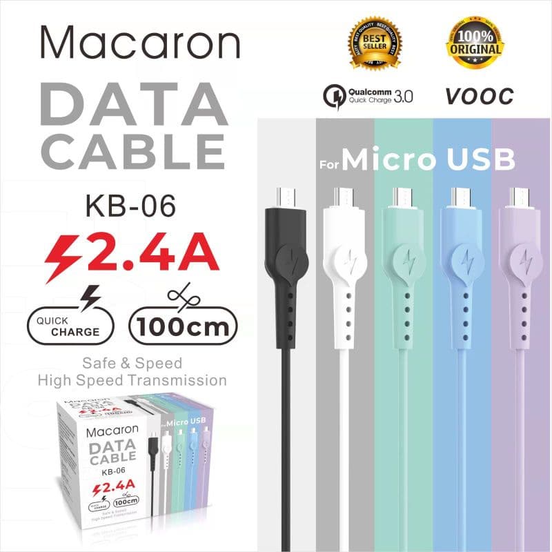 Kabel Data Macaron 2.4A tipe KB-06 Support Fast Charging colokan Micro V8