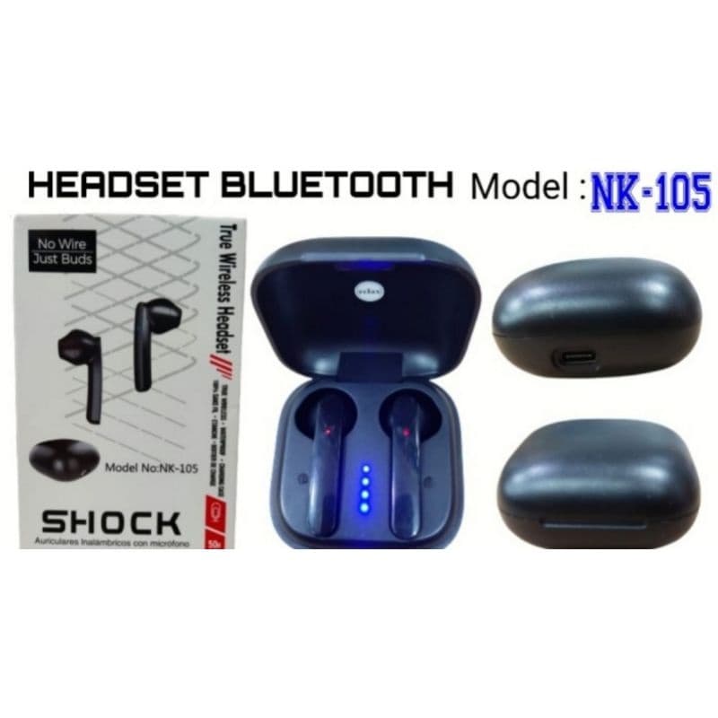 Handsfree Bluetooth SHOCK Earphone TWS NK-105 Wireless Super Bass