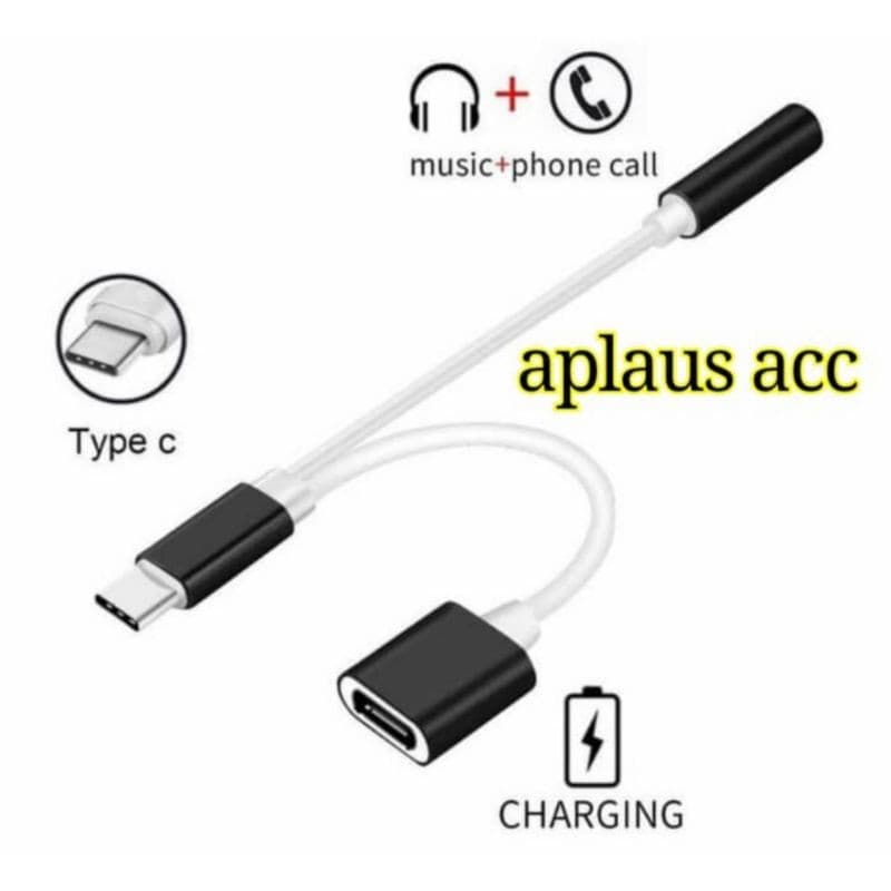 Kabel Adapter Charger Splitter USB C Type C ke 3.5mm Aux Audio Headpon