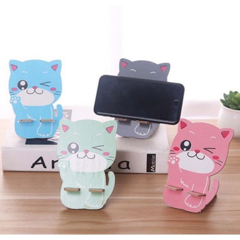 Holder Kayu Karakter - Phone Stand Holder HP Kartun - Sandaran Handphone
