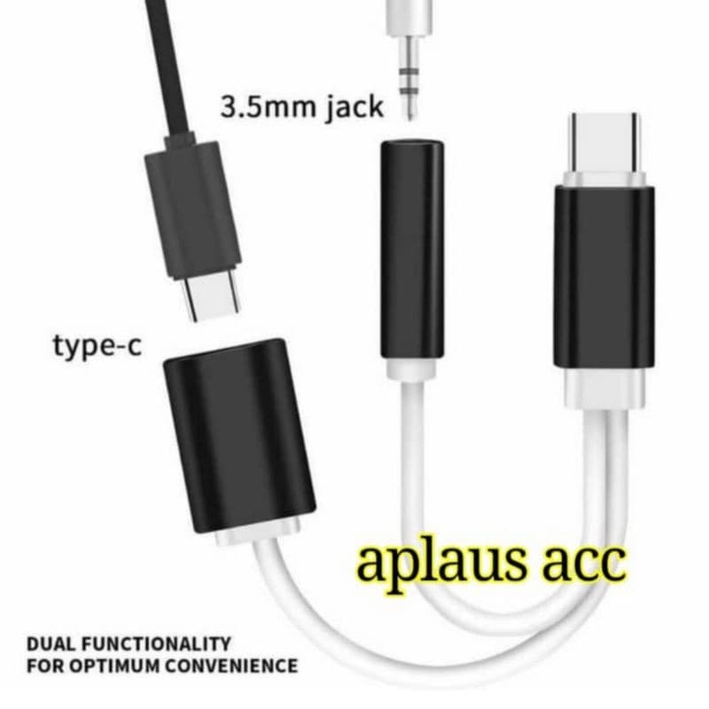 Kabel Adapter Charger Splitter USB C Type C ke 3.5mm Aux Audio Headpon