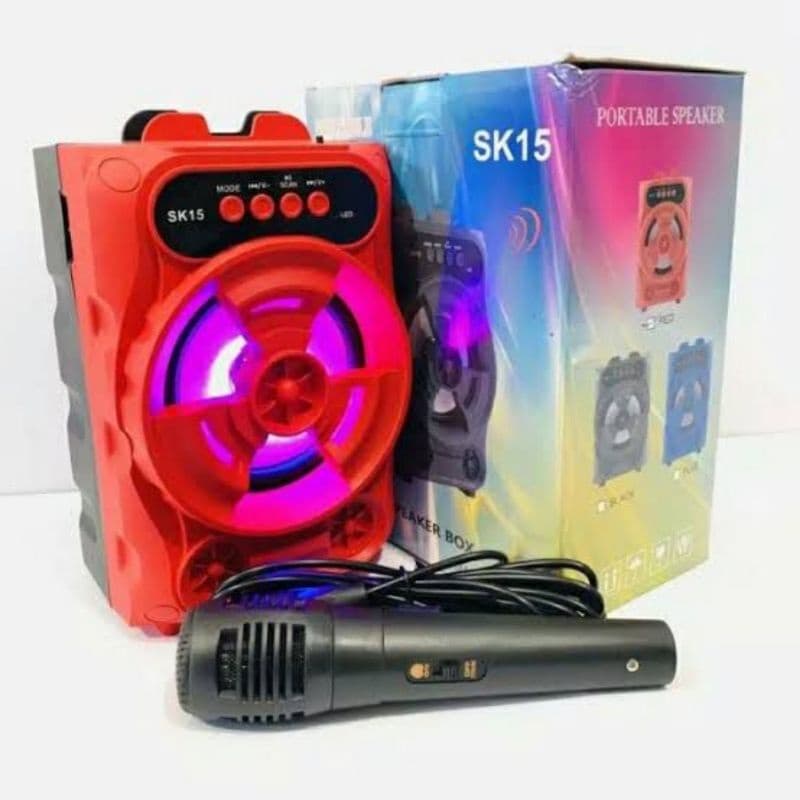 Speaker Bluetooth Wireless LED SK-15 + Free Mic Microphone