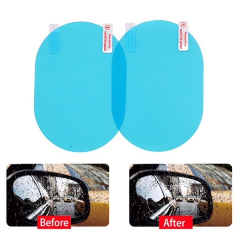 Sticker Anti Fog Spion Mobil Anti Embun / Air isi 2 pcs Bentuk Oval
