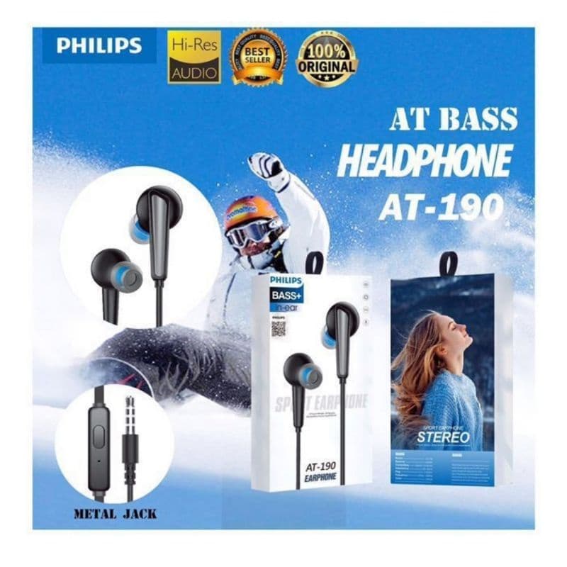 Handsfree Headset Earphone AT-190 Plus Mic Stereo Suara Bagus