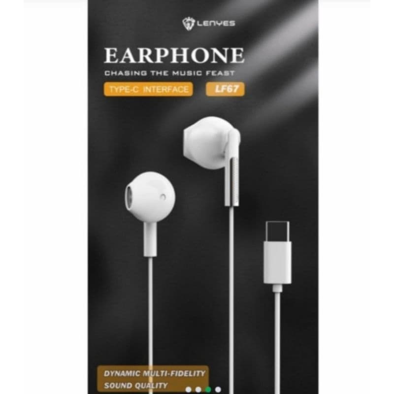 Handsfree LENYES LF67 Konektor Type C + Free Kotak Earphone
