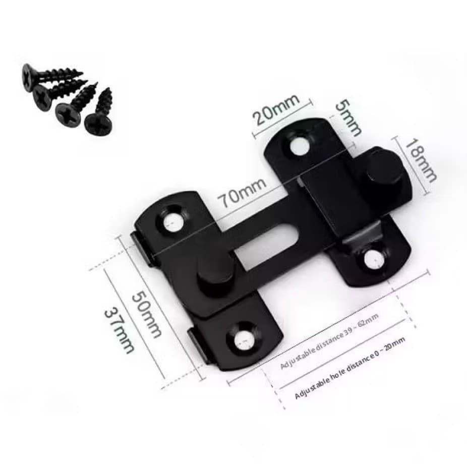 Grendel Pintu Hitam Grendel Kait Pintu Sliding Stainless Sliding Door Latch Steel Serbaguna