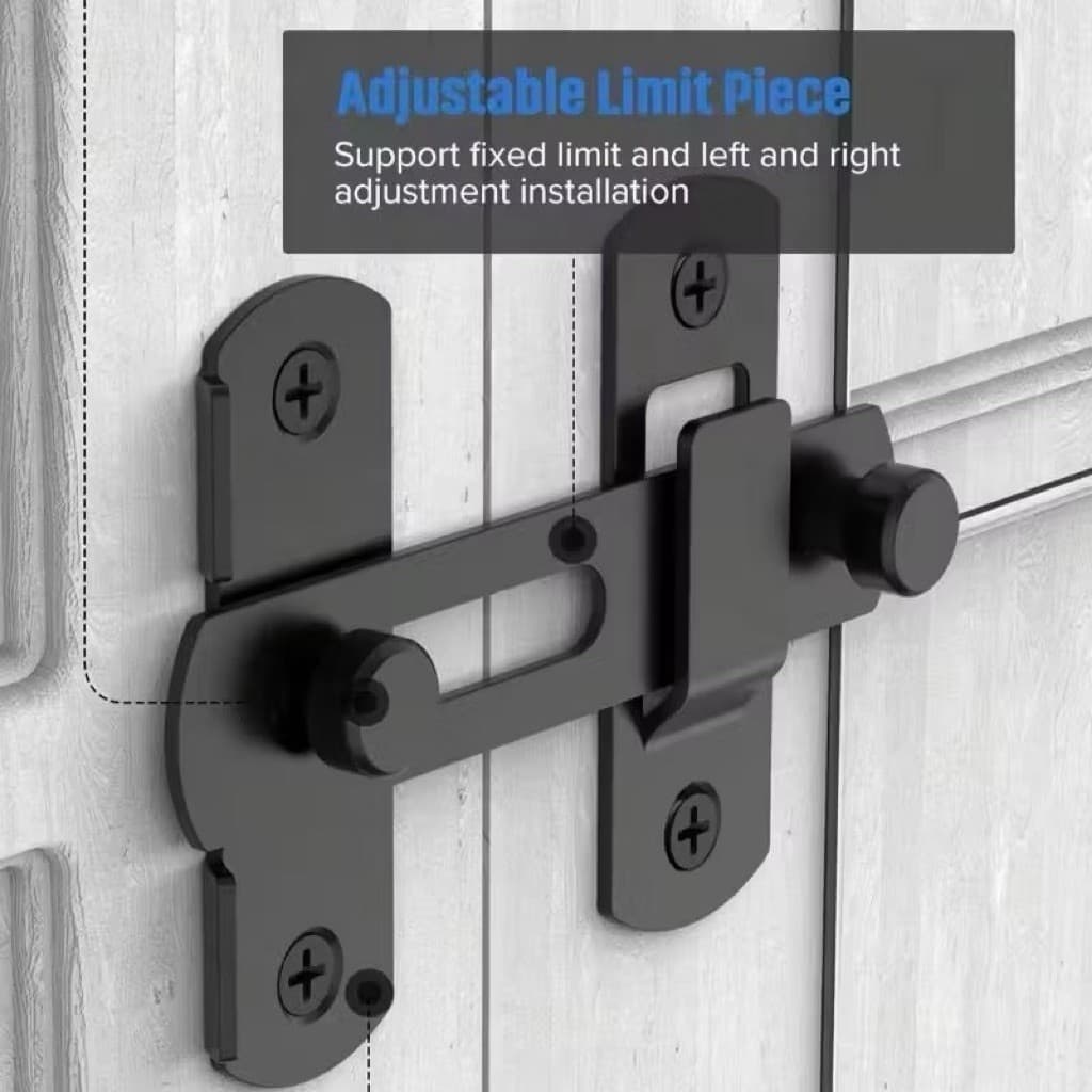 (GROSIRAN) Grendel Pintu Hitam Grendel Kait Pintu Sliding Stainless Sliding Door Latch Steel Serbaguna