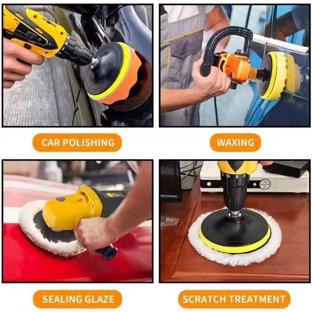 7pcs Busa Poles Mobil Adapter Poles Mobil 3inch Spons Body Compound Polishing Body Mobil Motor