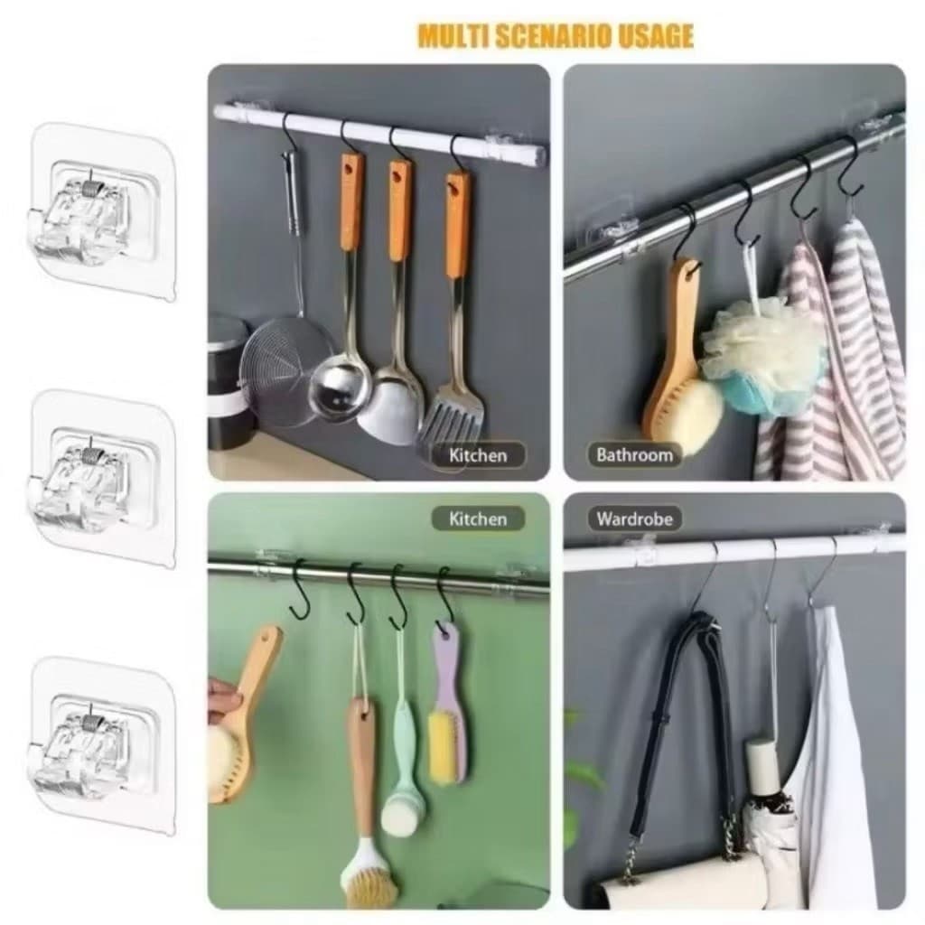 (GROSIRAN) Bracket Klip Hanger Socket Bracket Pengait Tiang Flexible Tanpa Bor Tempel Dinding Multifungsi