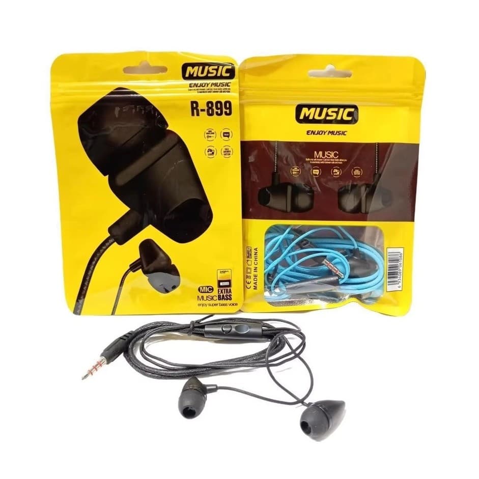 (GROSIRAN) Headset Handsfree Stereo + Mic Earphone R899 Extra Bass bisa telepon dan dengar musik