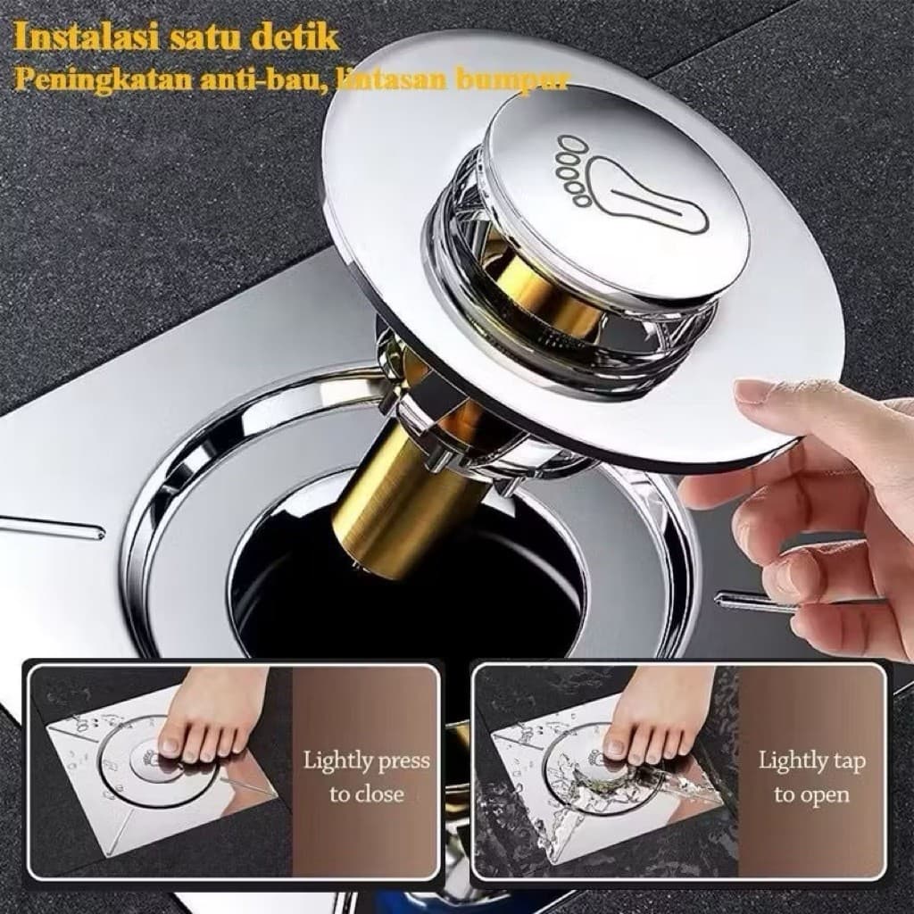 Saringan Got Injak Penutup Saluran Pembuangan Kamar Mandi Anti Bau Anti Serangga Floor Drain Pop Up