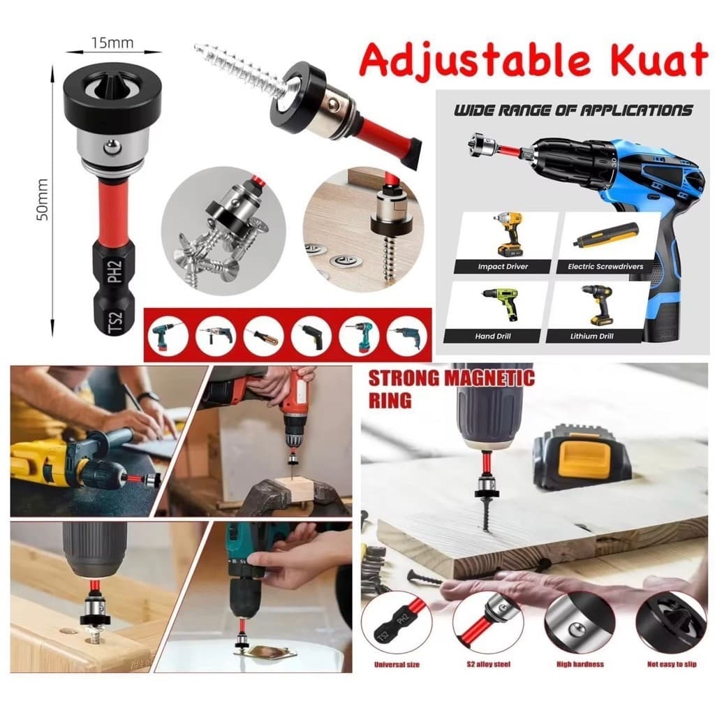 (GROSIRAN) Adjustable Kuat Magnetic Positioning Mengebor Bit Limit Anti Slip Anti Impact Dampak Gypsum Board