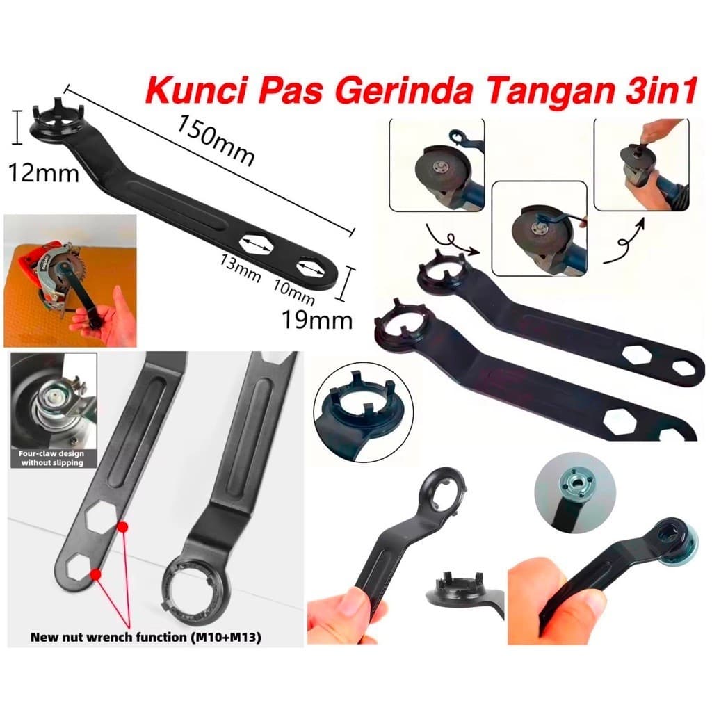 (GROSIRAN) 3in1 Kunci Gerinda Multifungsi Kunci Pas Grinda Tangan 4 Cangkram Kunci Serbaguna Untuk Gerinda Sudut