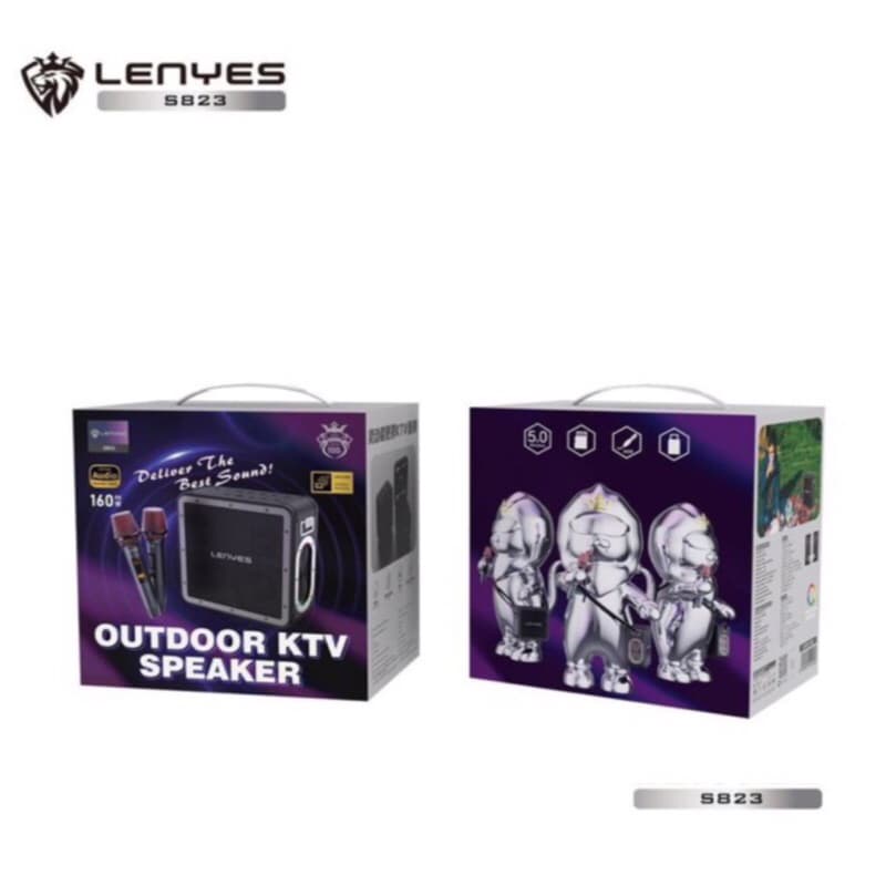 LENYES S823 160W outdoor KTV wireless speaker + microphone karaoke bluetooth 5.0 hifi stereo portable speaker