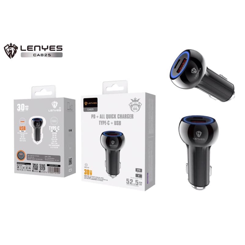 Batok Saver Mobil lenyes CA-825 Car Charger 30w + Type C Usb