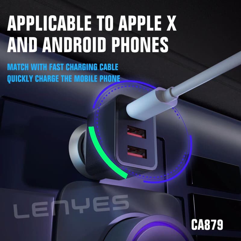 Batok saver Mobil lenyes CA-879 Car Charger 45w + Type C Usb