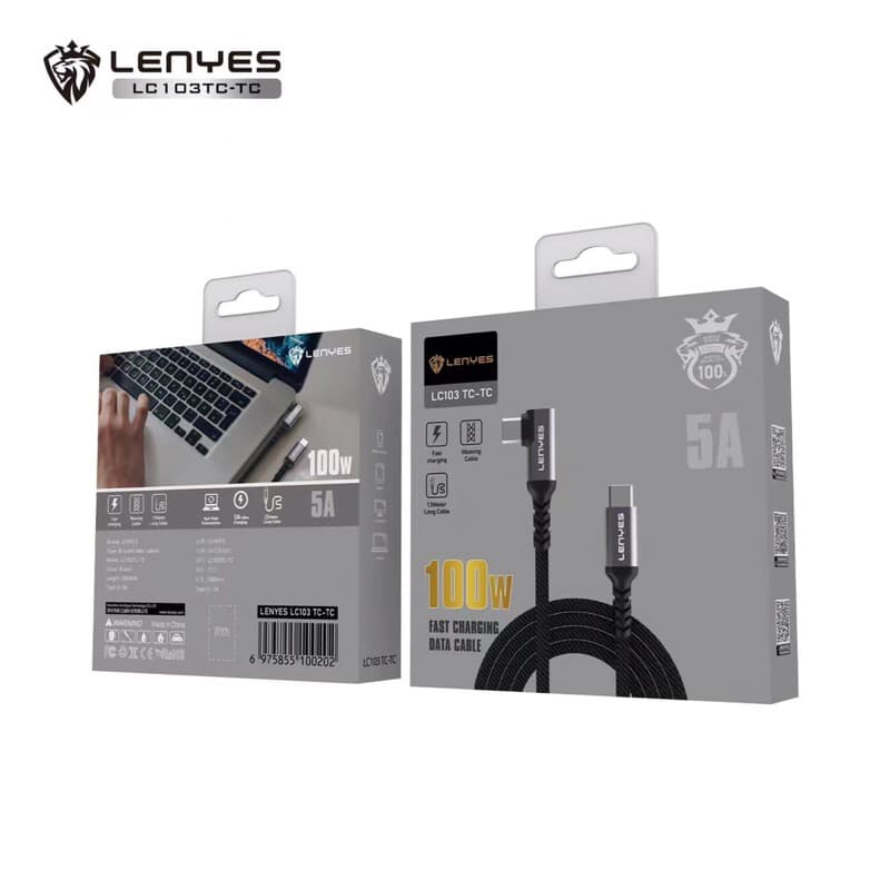 Kabel Data Lenyes 100W 5A Fast Charging Type C to Type C LC-103