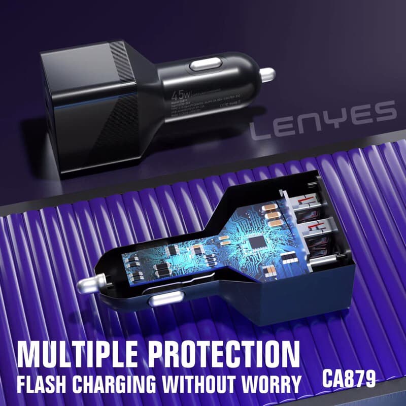Batok saver Mobil lenyes CA-879 Car Charger 45w + Type C Usb