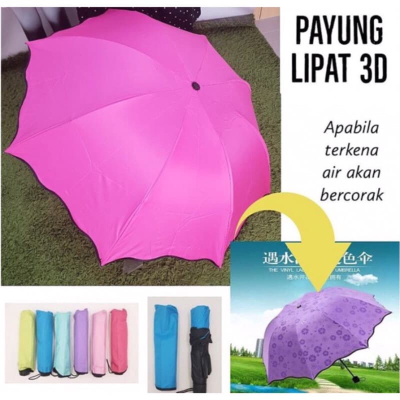 Payung Lipat Magic 3D Umbrella Timbul Motif Saat Basah Payung Hujan