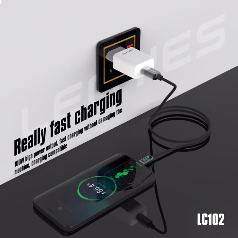 Kabel Data Lenyes 100watt ( Ada LCD ) Fast Charging LC-102