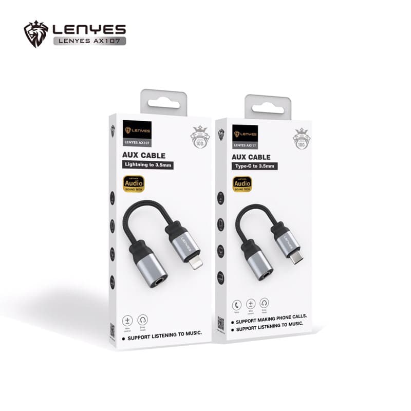 Converter Lightning dan Type C AX-107 To Aux 3,5MM Kabel Audio Mic Iphone Tanpa Bluetooth