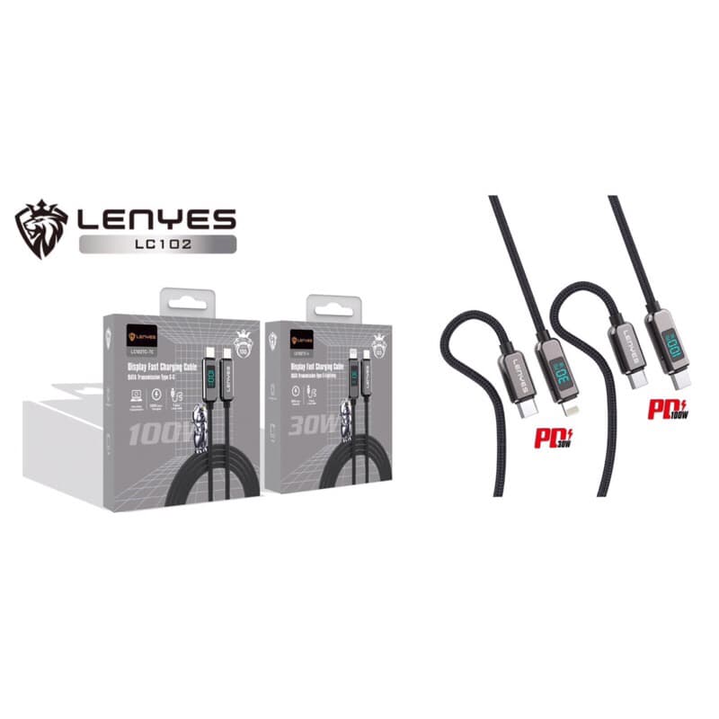 Kabel Data Lenyes 100watt ( Ada LCD ) Fast Charging LC-102