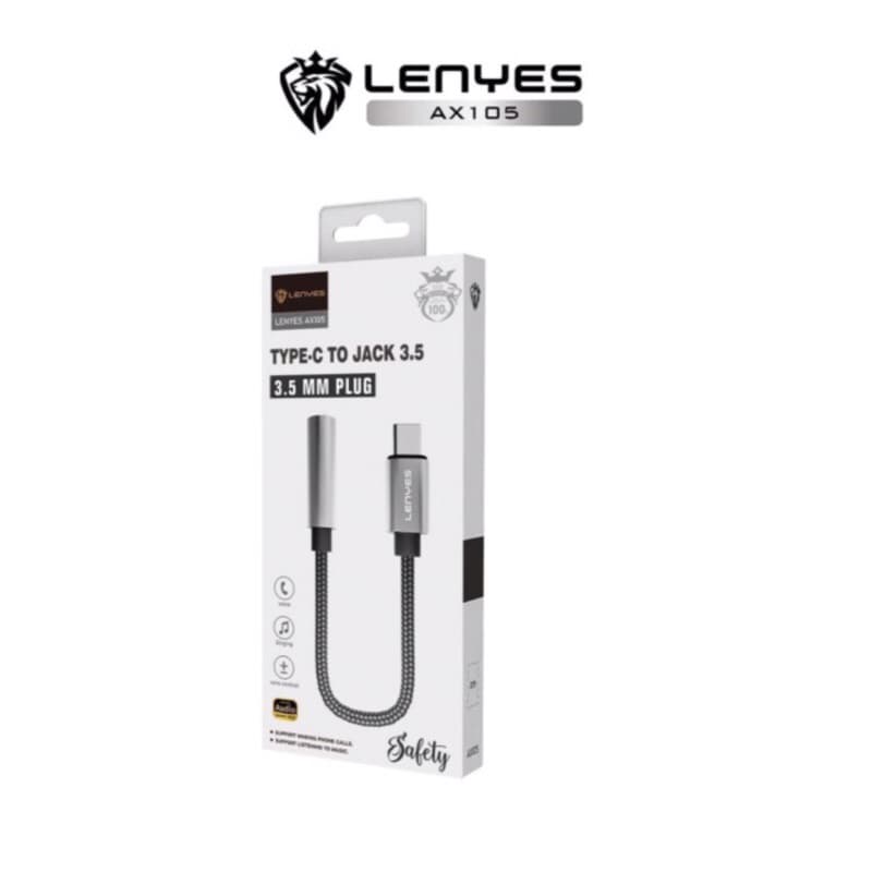Kabel Aux Lenyes AX105 Colokan Jack Aux 3.5mm To Type C