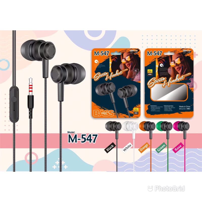 Headset Handsfree Stereo + Mic Earphone bisa telepon dan dengar musik