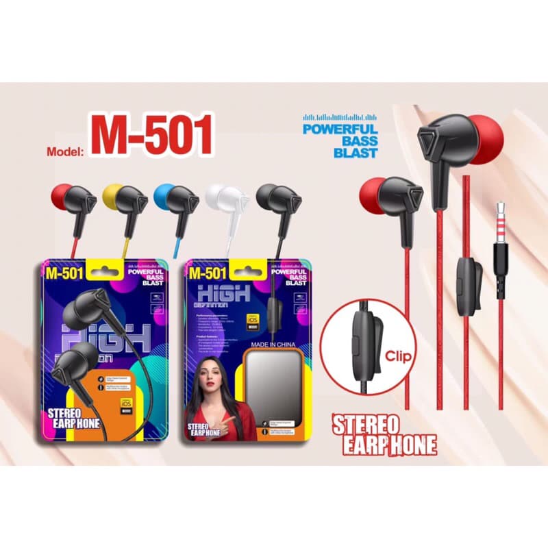 Headset Handsfree Stereo + Mic Earphone bisa telepon dan dengar musik