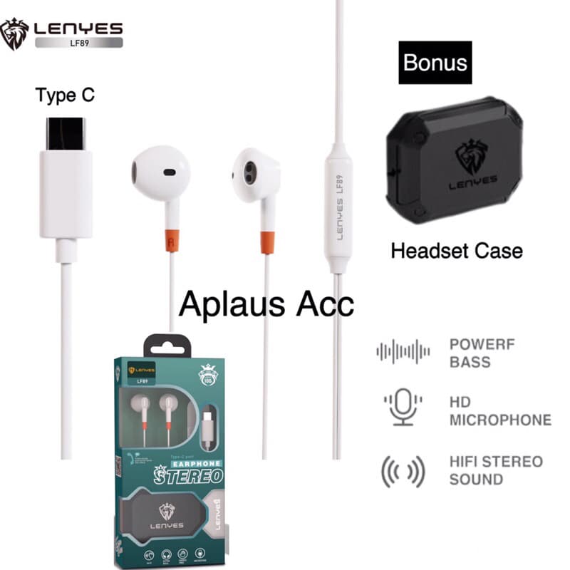 Headset Origina Lenyes LF-89 Colokan Type C Suara Mantap Power Bass